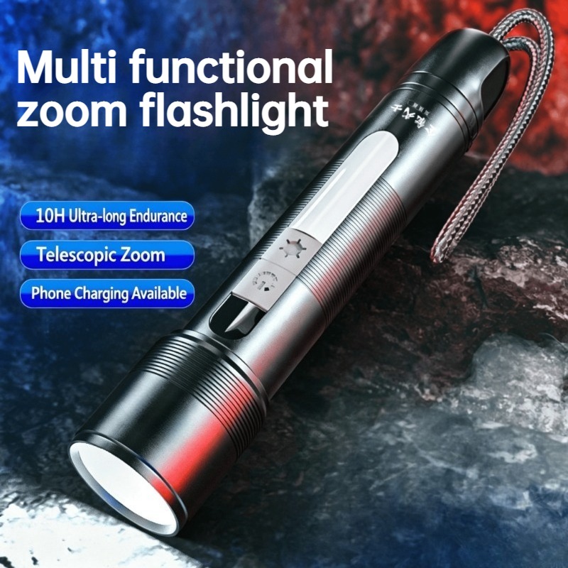 Outdoor Camping Hiking - Multi Functional LED Flashlight Zoomable COB