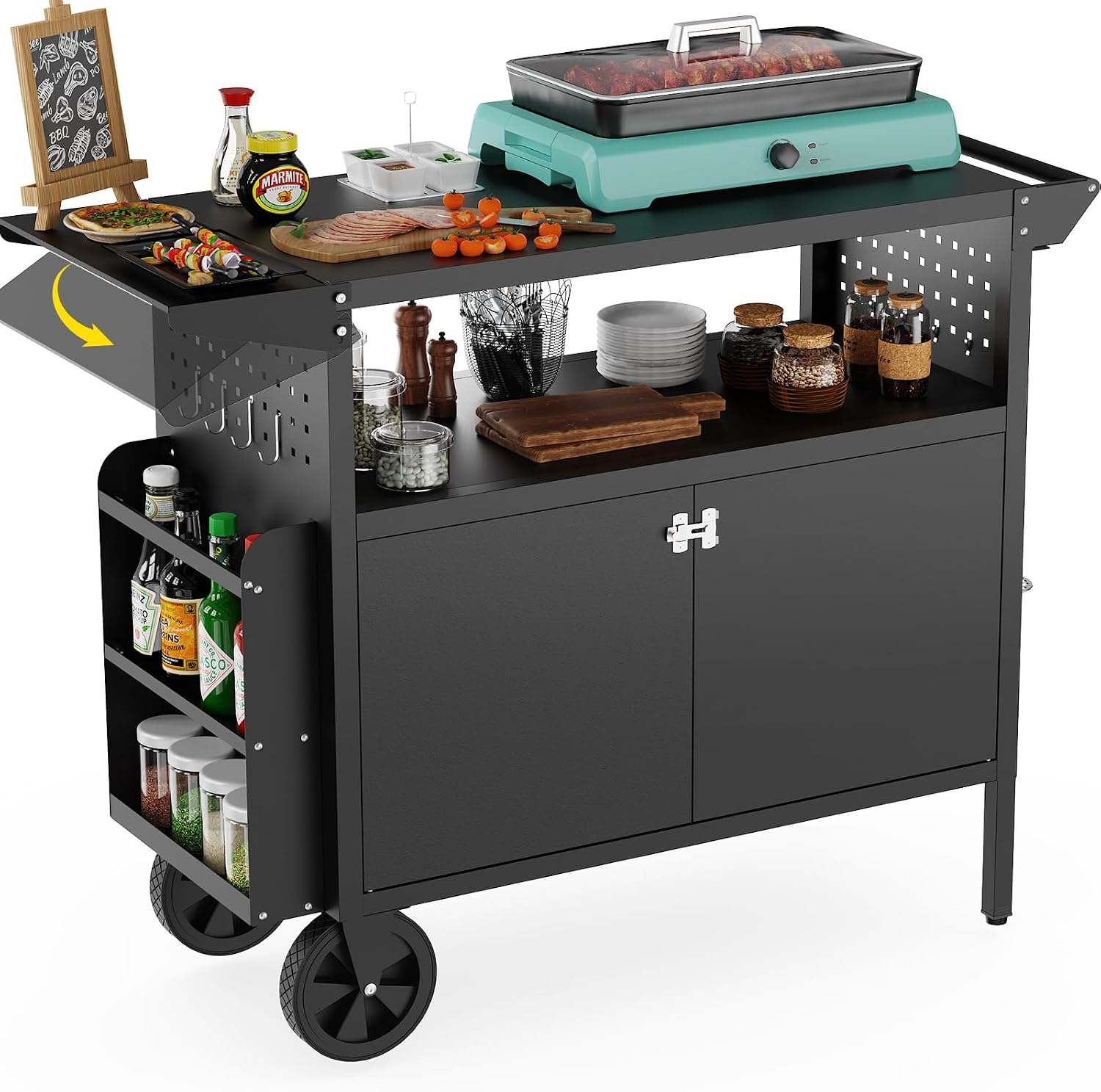 Outdoor Camping Vehicle - Outdoor Grill Cart Table With Storage