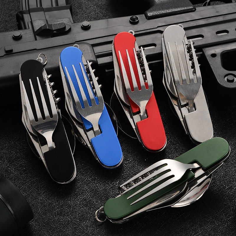 Outdoor Camping Uk - 4 in 1 Folding Tableware Detachable