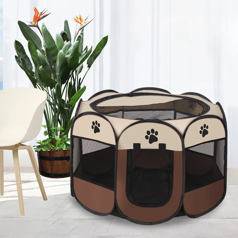 Outdoor Camping Dog Fence - Portable Foldable Pet Tent Kennel Octagonal