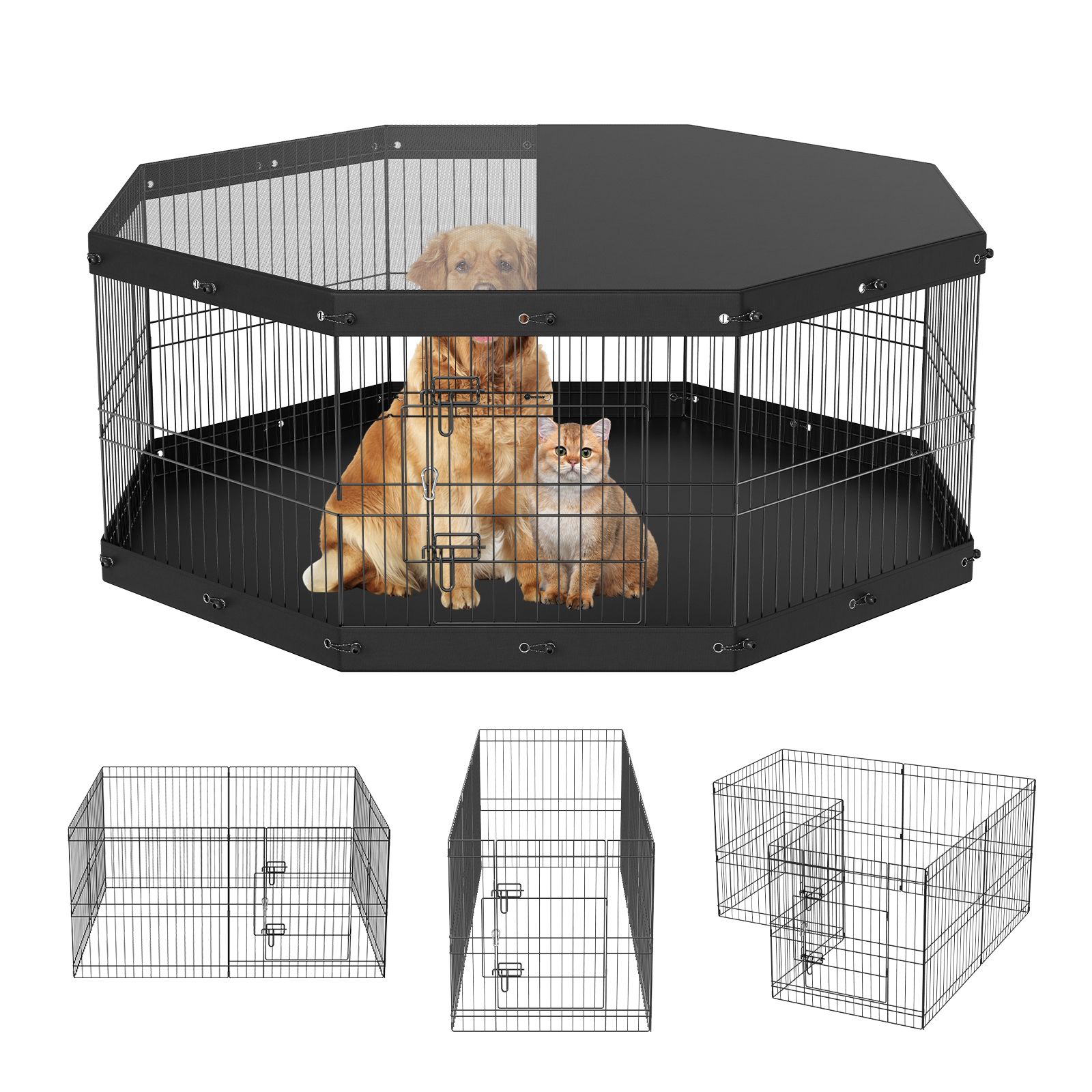 Outdoor Camping Dog Fence - Dog Playpen, 8 Panels Foldable Metal