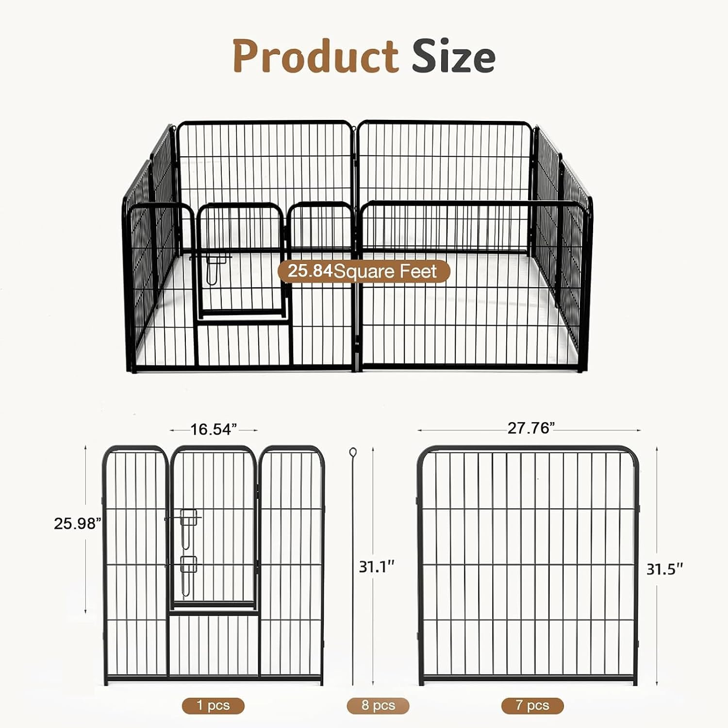 32 Inch Metal Dog Playpen, 8 P - Outdoor Camping Dog Fence recension och pris
