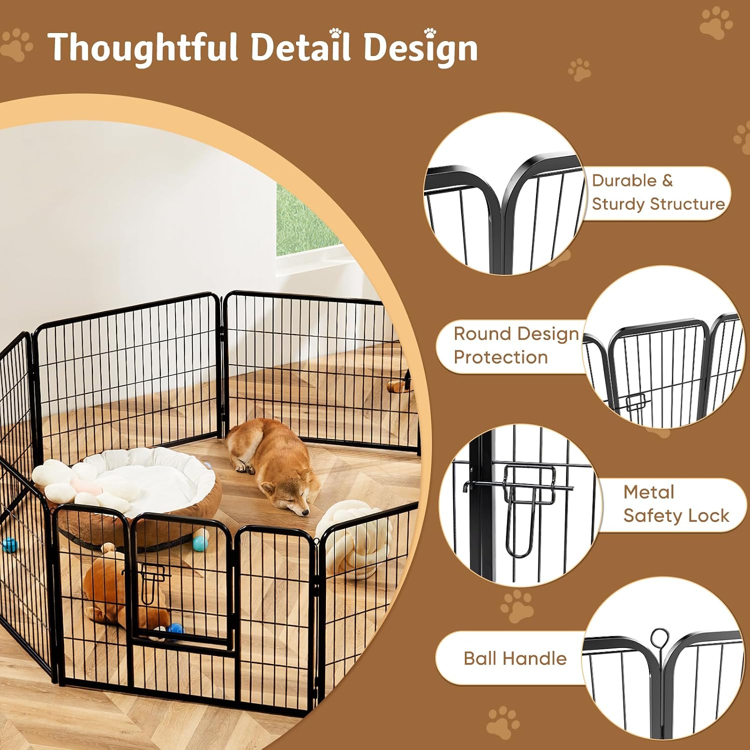 32 Inch Metal Dog Playpen, 8 P - Outdoor Camping Dog Fence recension och pris