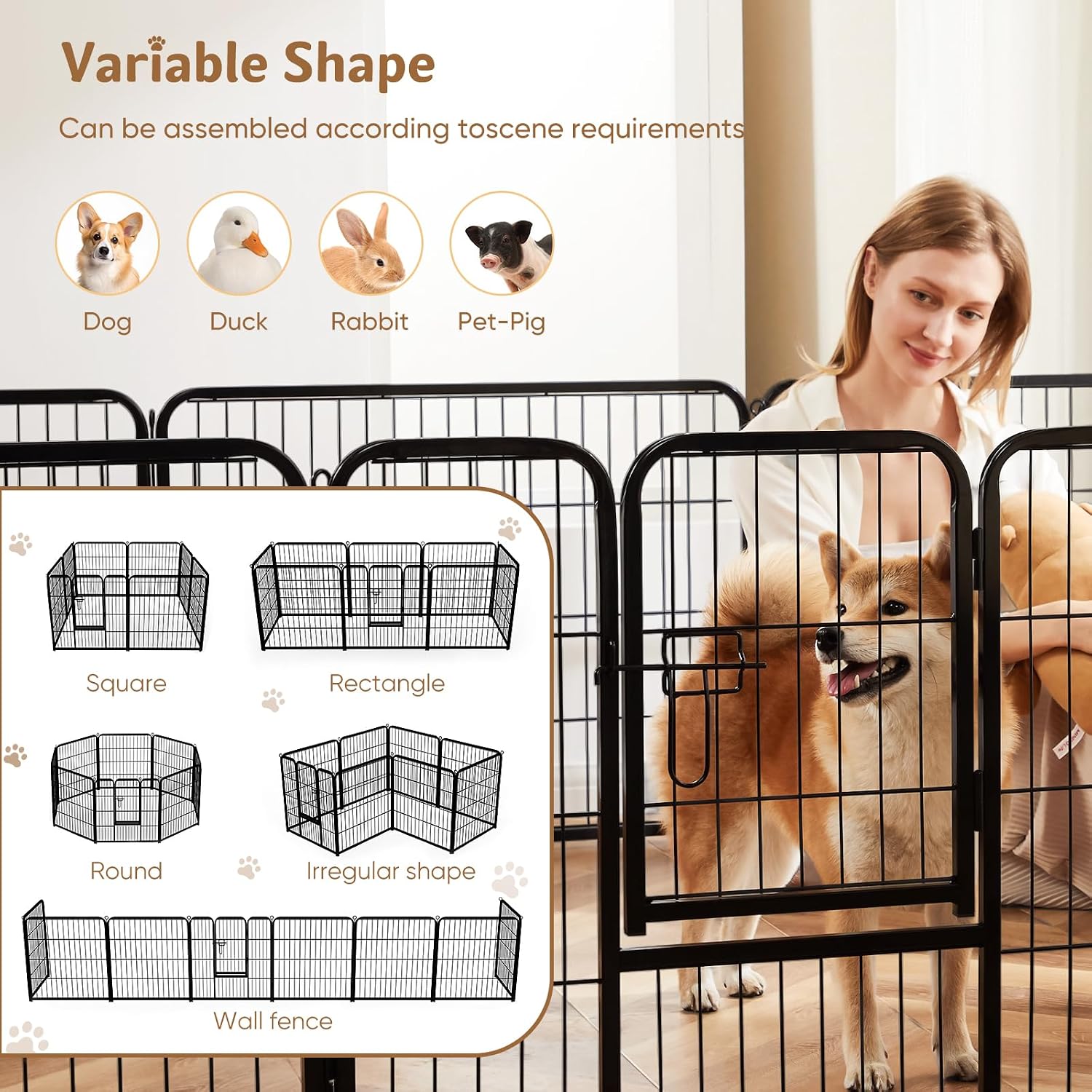 32 Inch Metal Dog Playpen, 8 P - Outdoor Camping Dog Fence recension och pris