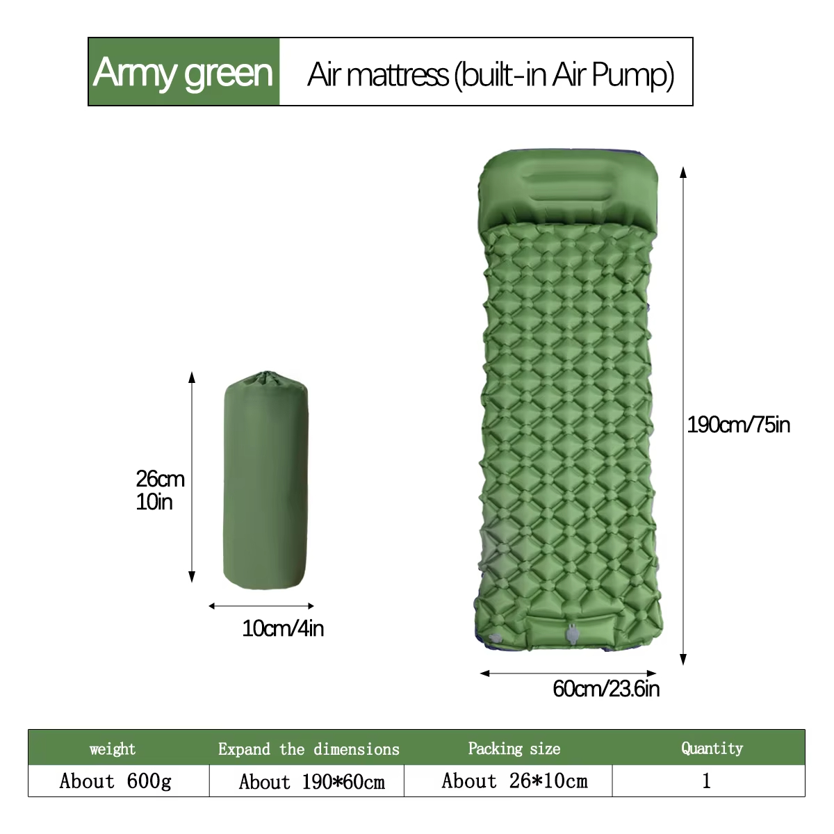 190*60cm Outdoor Camping Infla - Outdoor Camping Hiking recension och pris