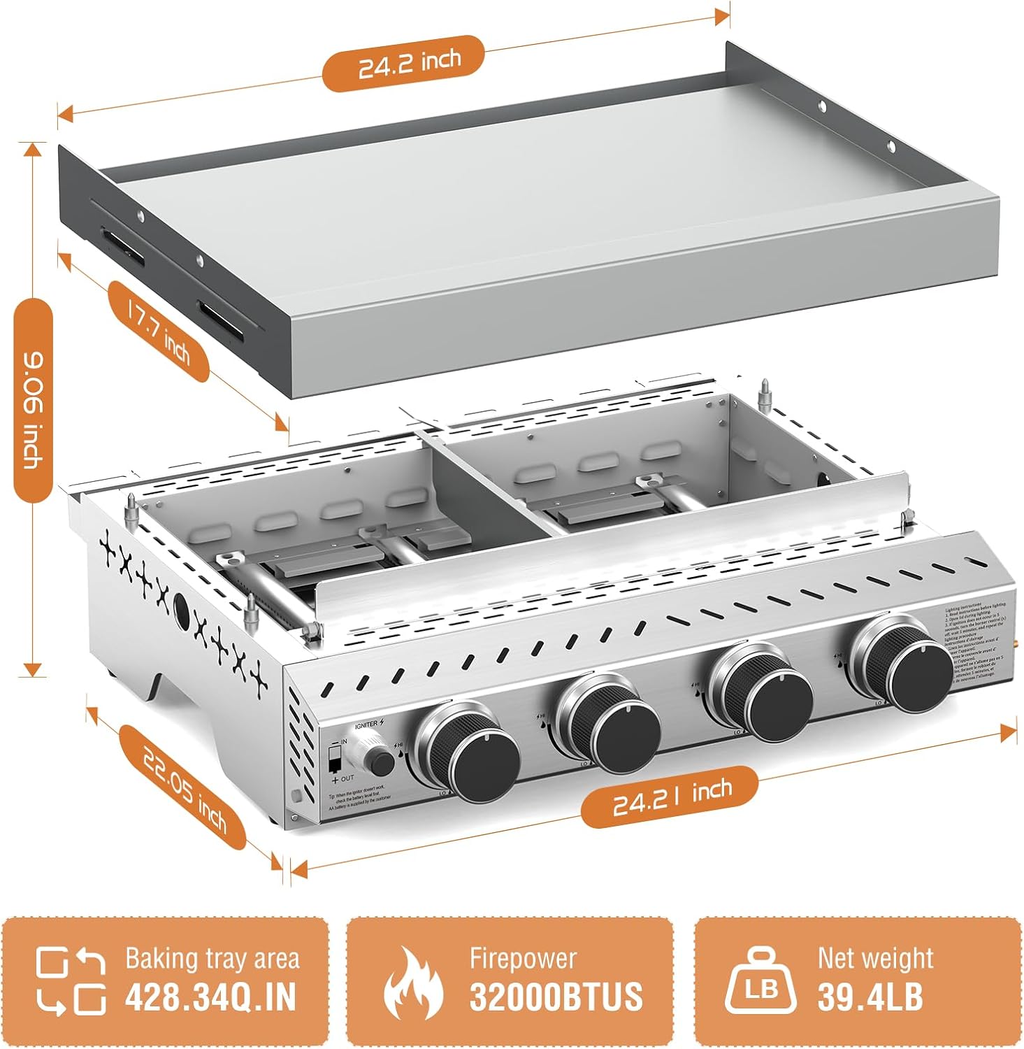 Portable 4 Burner Stainless St - Outdoor Camping Grill recension och pris