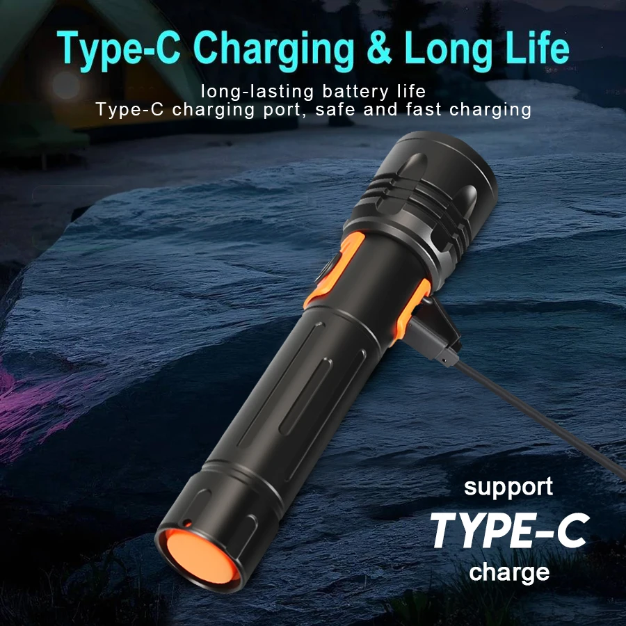 High Power LED Flashlight USB  - Camping Lantern recension och pris