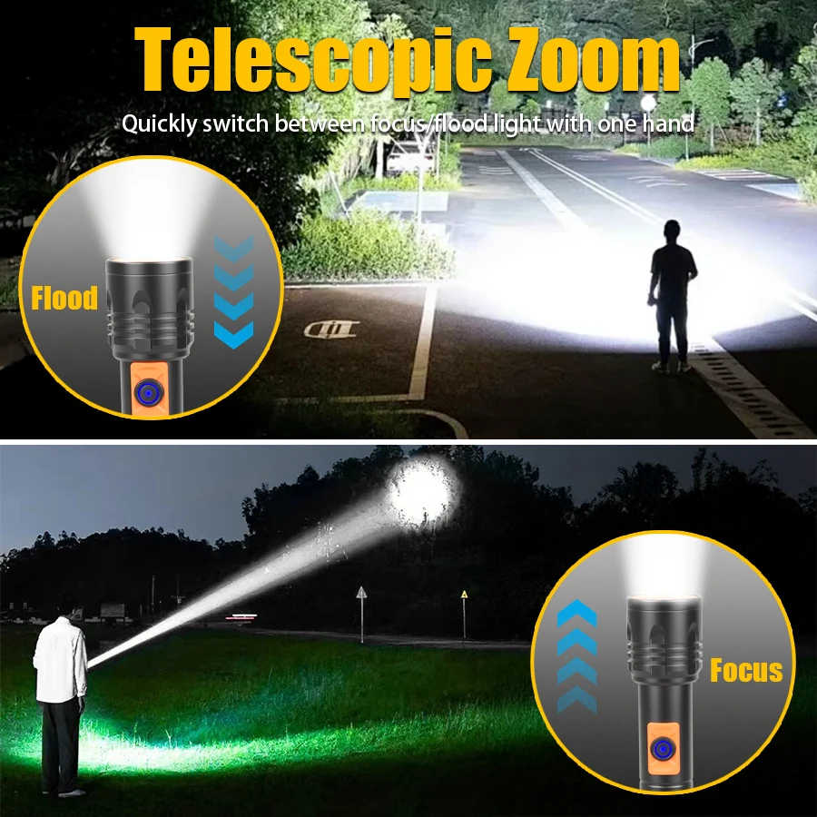 High Power LED Flashlight USB  - Camping Lantern recension och pris