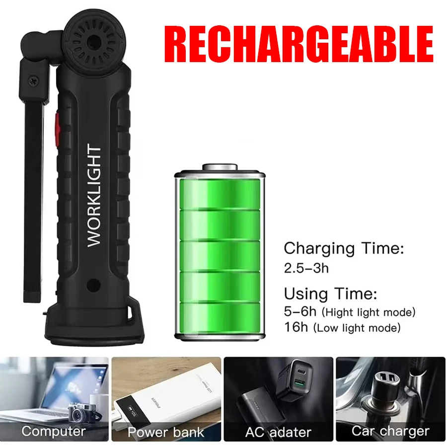 Rechargeable Magnetic Work Lig - Outdoor Camping Lamp recension och pris