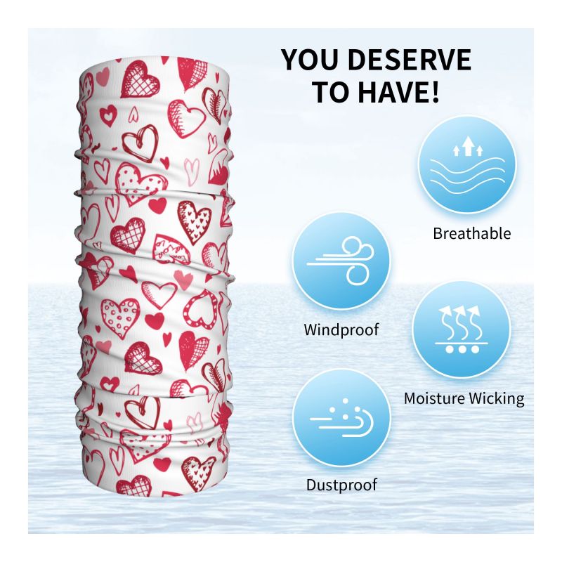 Pink Red Love Hearts Bandana N - Outdoor Camping Youtube recension och pris
