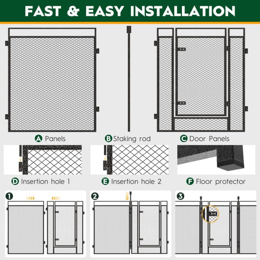 Dog Playpen with Safety Mesh 3 - Outdoor Camping Dog Fence recension och pris