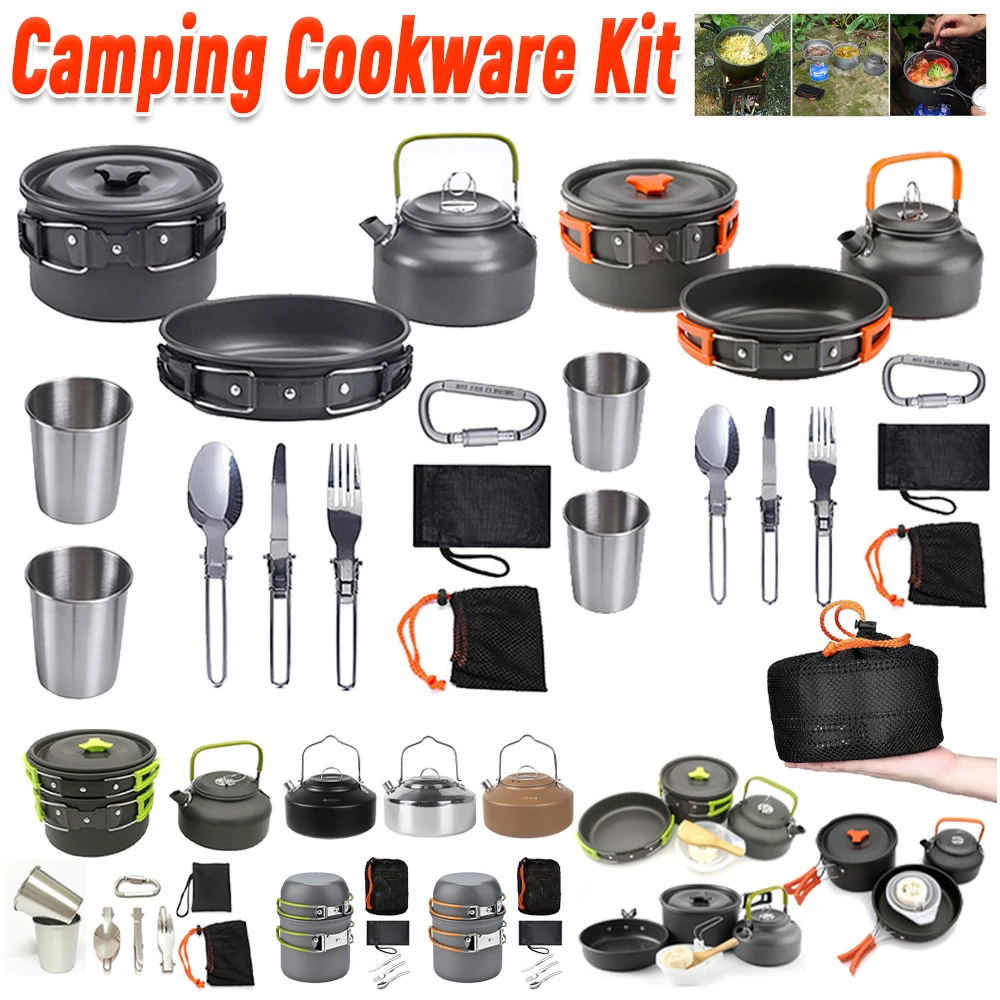 Camping Cookware Kit Kettle Po - Camp Cooking Set recension och pris
