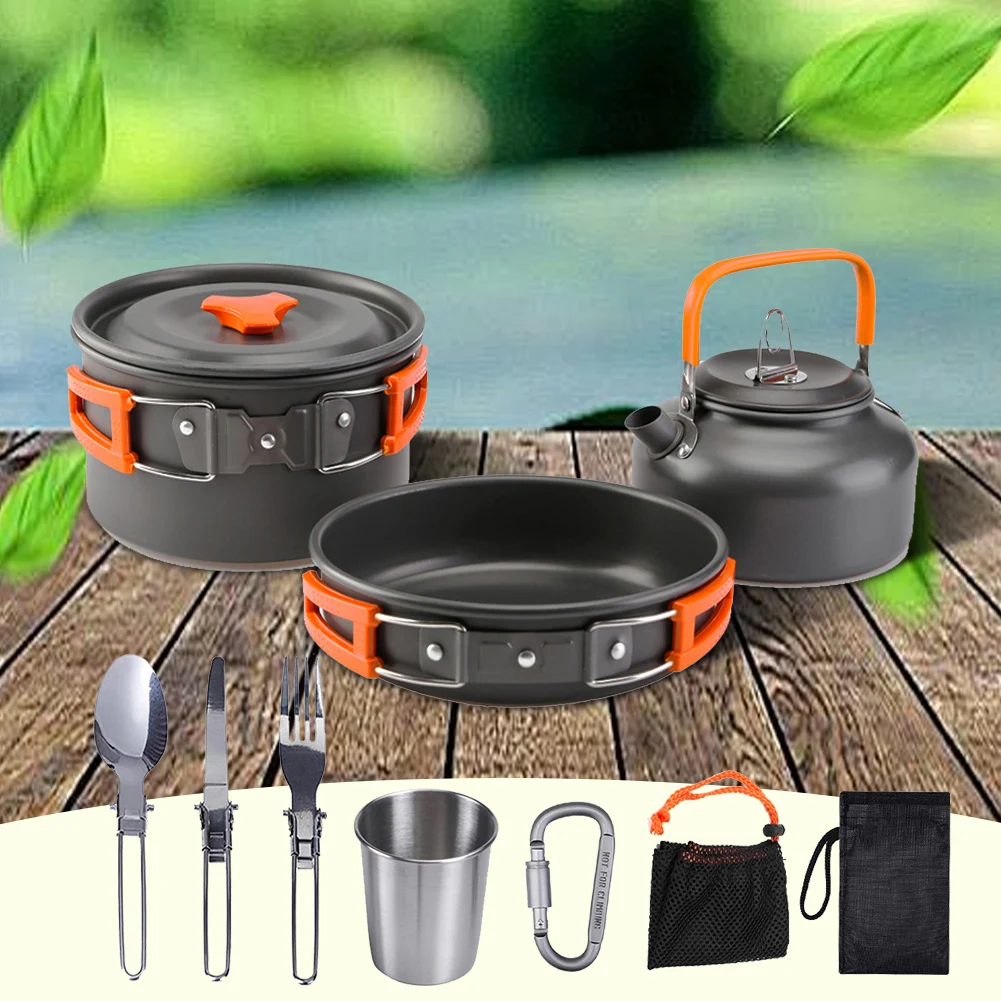 Camping Cookware Kit Kettle Po - Camp Cooking Set recension och pris